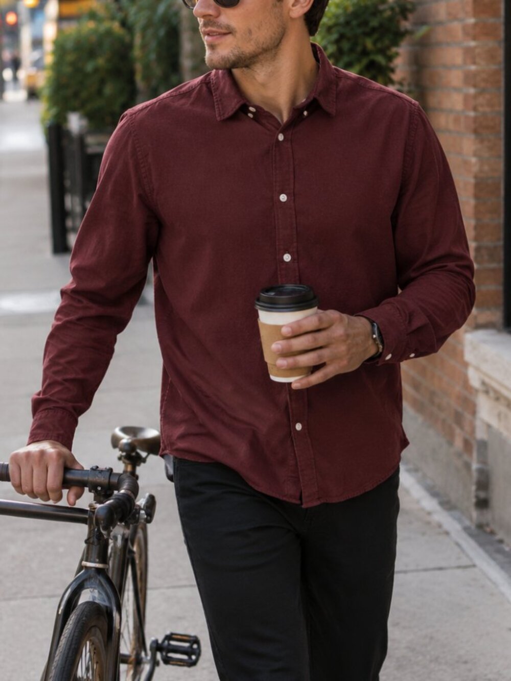 Banana Republic Untucked - Men's Casual Button-Up - Burgundy